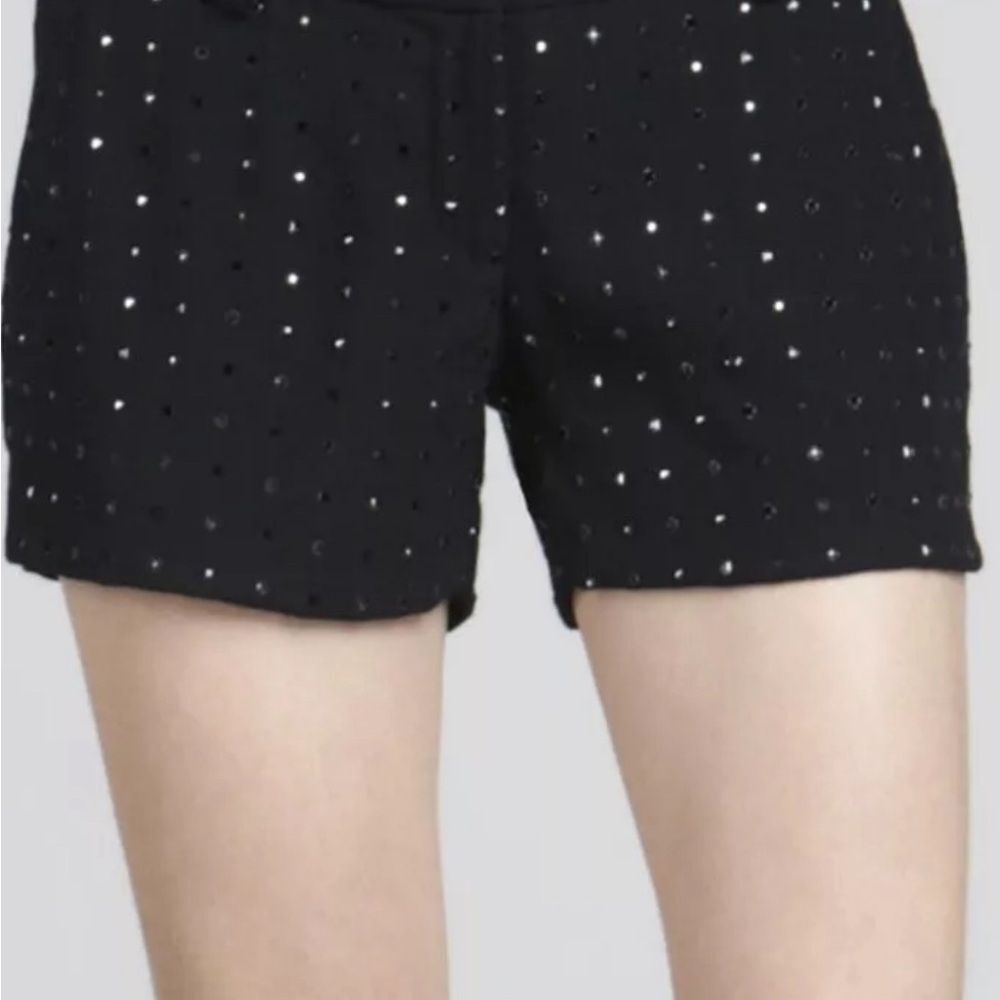 Diane Von Furstenberg Black Embellished Eyelet Shorts